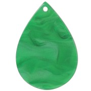 Pendentif goutte 31x22 mm en acétate - Vert marbré nacré x1