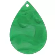 Pendentif goutte 31x22 mm en acétate - Vert marbré nacré x1
