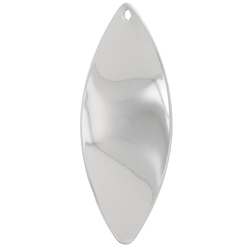 Pendentif ovale ondulé 29x11 mm - Rhodié x1