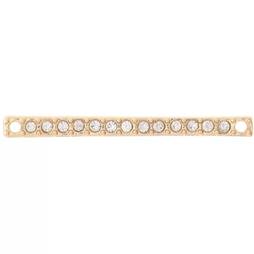 Intercalaire barre 30x2 mm avec strass - Doré - Crystal x1