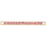 Intercalaire barre 30x2 mm avec strass - Doré - Rose x1|raw }}