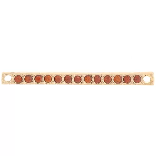 Intercalaire barre 30x2 mm avec strass - Doré - Cognac x1