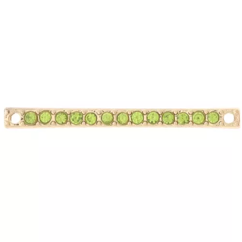 Intercalaire barre 30x2 mm avec strass - Doré - Vert clair x1