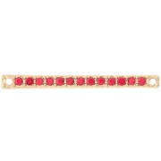 Intercalaire barre 30x2 mm avec strass - Doré - Rouge x1|raw }}