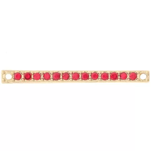 Intercalaire barre 30x2 mm avec strass - Doré - Rouge x1