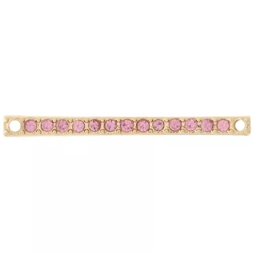 Intercalaire barre 30x2 mm avec strass - Doré - Rose clair x1