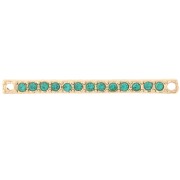 Intercalaire barre 30x2 mm avec strass - Doré - Bleu pétrole x1