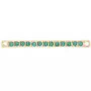 Intercalaire barre 30x2 mm avec strass - Doré - Bleu pétrole x1