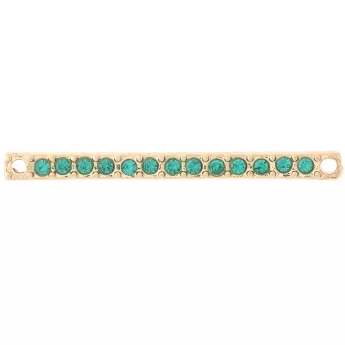 Intercalaire barre 30x2 mm avec strass - Doré - Bleu pétrole x1