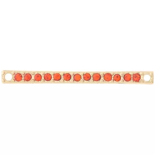 Intercalaire barre 30x2 mm avec strass - Doré - Orange x1