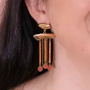 Intercalaire barre 30x2 mm avec strass - Doré - Orange x1