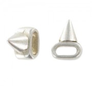 Poussoir spike pour lacet 5 mm argenté vieilli x1|raw }}