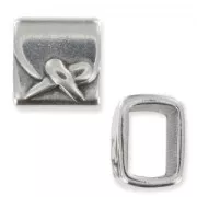 Poussoir rectangulaire 14,7x12 mm Placage Argent fin vieilli x1