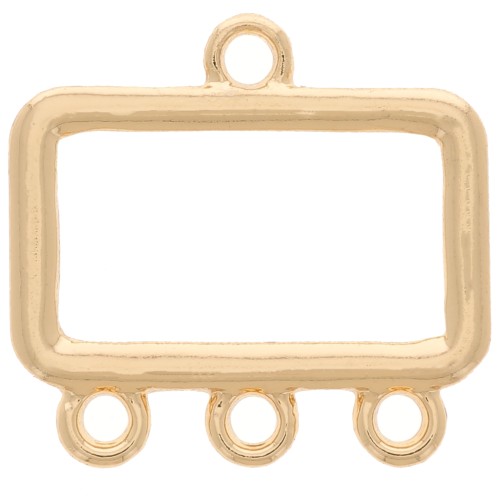 Pendentif chandelier rectangle évidé 16x17 mm 3 anneaux - Doré x1