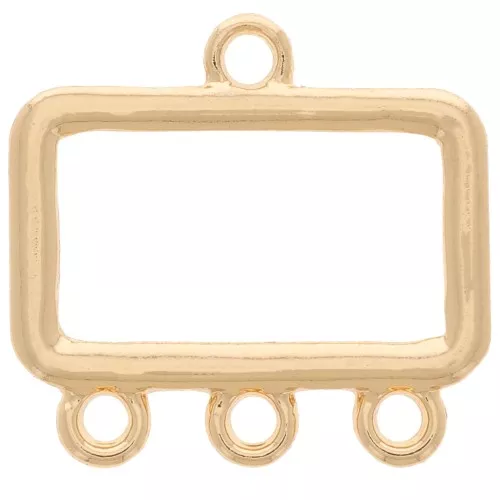 Pendentif chandelier rectangle évidé 16x17 mm 3 anneaux - Doré x1