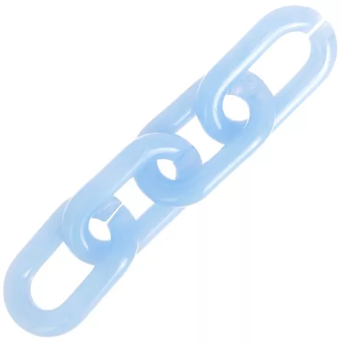 Maillon ovale en acrylique 39x23 mm - Marbré Bleu ciel - Blanc x1