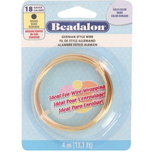 Fil de laiton rond 1.02 mm - German Style Wire - Doré x4m