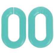 Maillon ovale en acrylique transparent 39x23 mm - Bleu turquoise x1