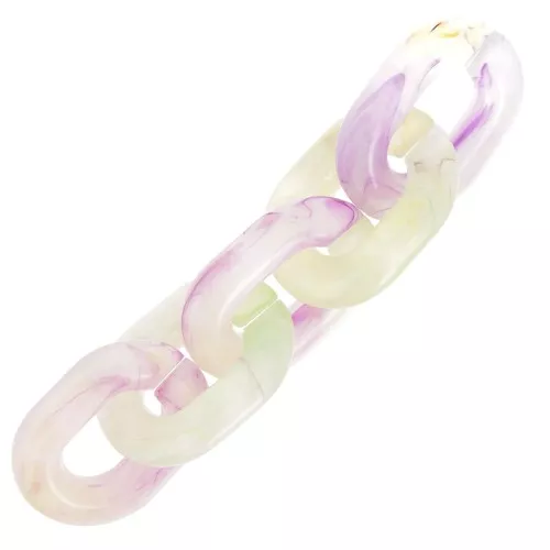 Maillon ovale en acrylique transparent 24x18 mm - Marbré Violet - Vert x1