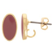 Clous d'oreilles ovales 12x7 mm avec résine époxy - Doré - Vieux rose x2|raw }}