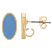 Clous d'oreilles ovales 12x7 mm avec résine époxy - Doré - Bleu x2|raw }}