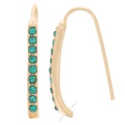 Crochets d'oreilles avec strass 22x2 mm avec un trou - Doré - Bleu pétrole x2|raw }}