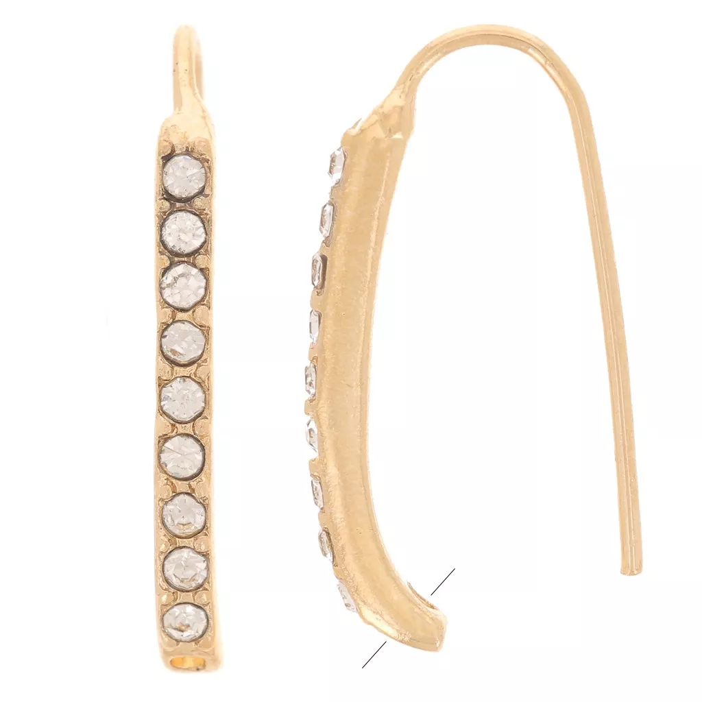 Boucles D'oreilles Crochet Doré Avec Strass Cristal - Pendantes - Neuf Sans Emballage