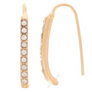 Crochets d'oreilles avec strass 22x2 mm avec un trou - Doré - Crystal x2|raw }}