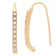 Crochets d'oreilles avec strass 22x2 mm avec un trou - Doré - Crystal x2
