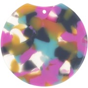 Pendentif rond découpé 35x36.5 mm - Ecaille tortue Fuchsia - Bleu - Camel x1|raw }}