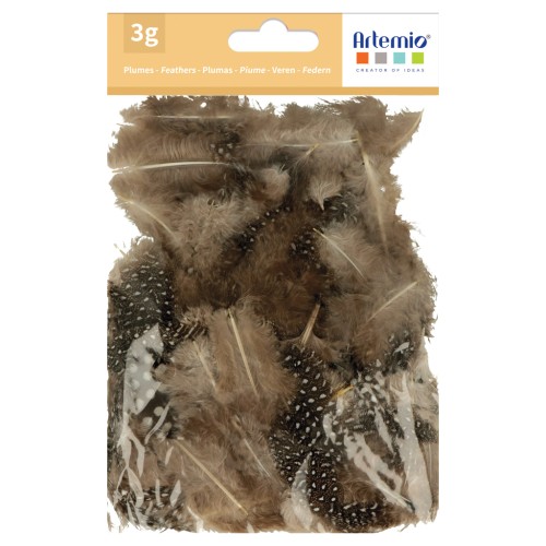 Plumes de pintade 3 à 6 cm pour bijoux et déco DIY - Naturel x3gr