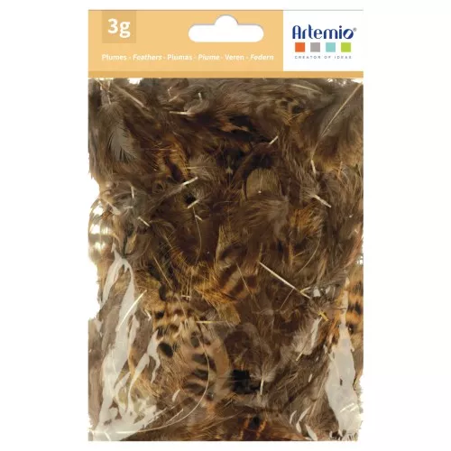 Plumes tigrées 3 à 6 cm pour bijoux et déco DIY - Naturel x3gr