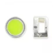 Poussoir rond résine époxy pour lacet 5 mm argenté vieilli/Jaune Fluo x1