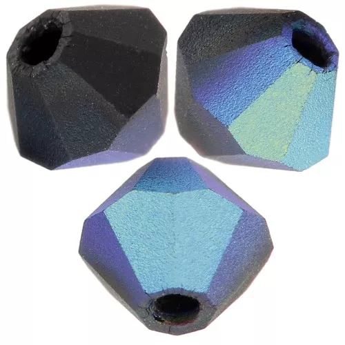 Perles toupies Preciosa - Rondelle Bead 4 mm - Jet AB Matt x30