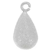 Breloque goutte diamantée 14x7 mm avec anneau ouvert - Rhodié x1