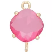 Intercalaire losange en verre facetté 16x11 mm - Doré - Framboise x1