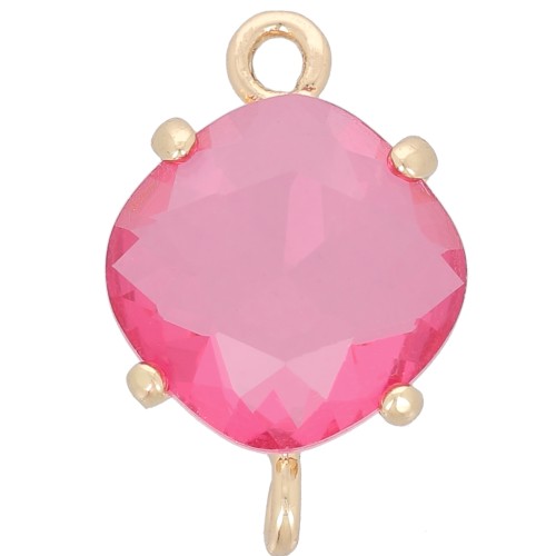 Intercalaire losange en verre facetté 16x11 mm - Doré - Framboise x1