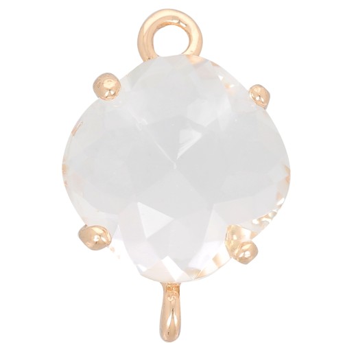 Intercalaire losange en verre facetté 16x11 mm - Doré - Crystal x1