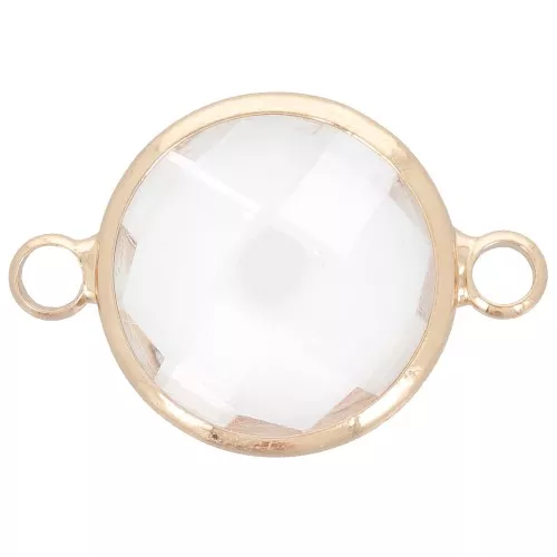 Intercalaire rond en verre facetté 15 mm - Doré - Crystal x1