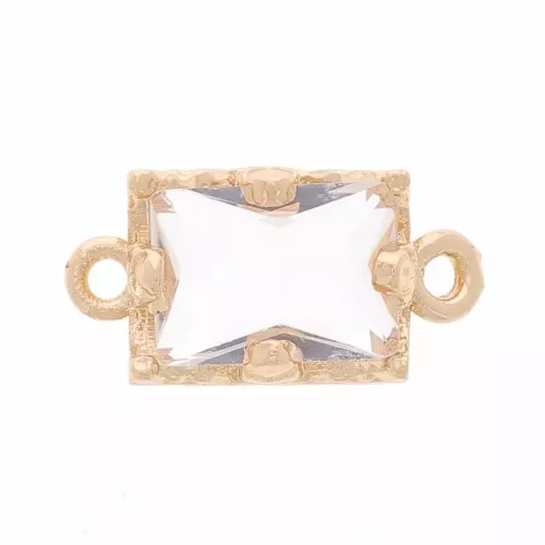 Intercalaire rectangle en verre facetté 12x6 mm - Doré - Crystal x1