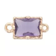 Intercalaire rectangle en verre facetté 12x6 mm - Doré - Violet x1