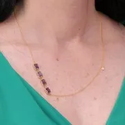 Intercalaire rectangle en verre facetté 12x6 mm - Doré - Violet x1