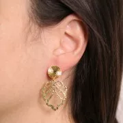 Clous d'oreilles rond 12 mm effet plissé - Rhodié x2