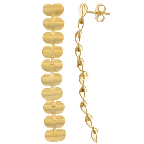 Boucles d'oreilles longues pendantes - 58x10 mm - Doré à l'or fin x2