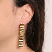 Boucles d'oreilles longues pendantes - 58x10 mm - Doré à l'or fin x2