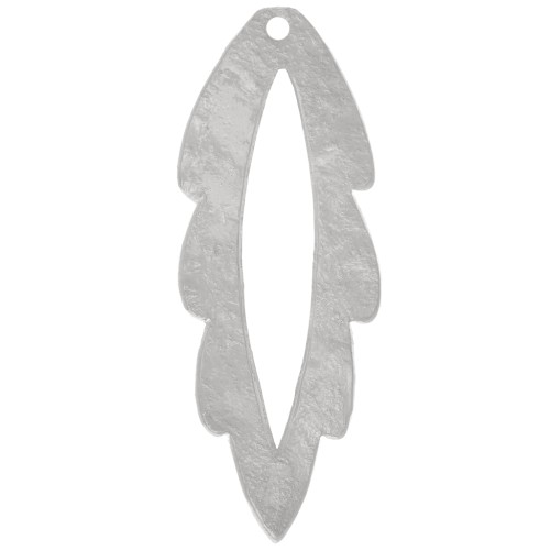 Pendentif feuille évidé martelé 35x13 mm - Rhodié x1