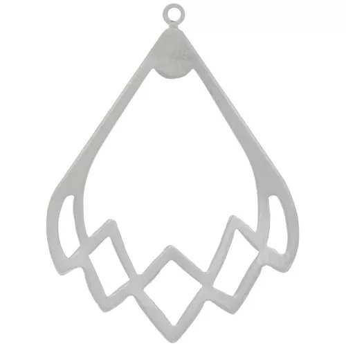 Pendentif goutte évidé design 30x22 mm - Rhodié x1