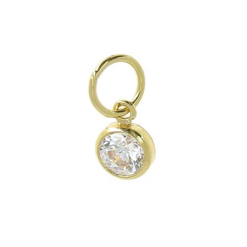 Pendentifs 4.5mm anneau perpendiculaire Oxyde Zirconium Gold filled (or laminé)x10