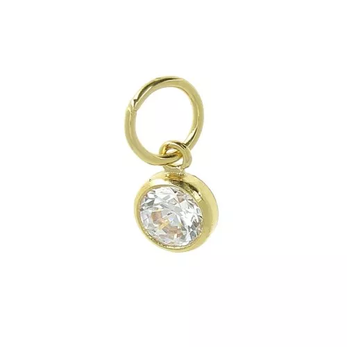 Pendentifs 4.5mm anneau perpendiculaire Oxyde Zirconium Gold filled (or laminé)x10