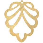 Pendentif feuille ajouré texturé 27x22.5 mm - Doré à l'or fin x1|raw }}